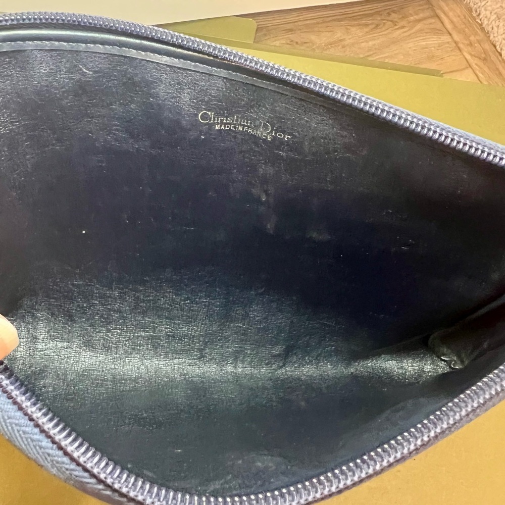 CHRISTIAN DIOR Navy Monogram Denim Clutch Vintage - Picture 4 of 5